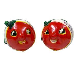 Vintage Anthropomorphic TOMATOES 2 3/4" Salt and Pepper Shakers  Japan